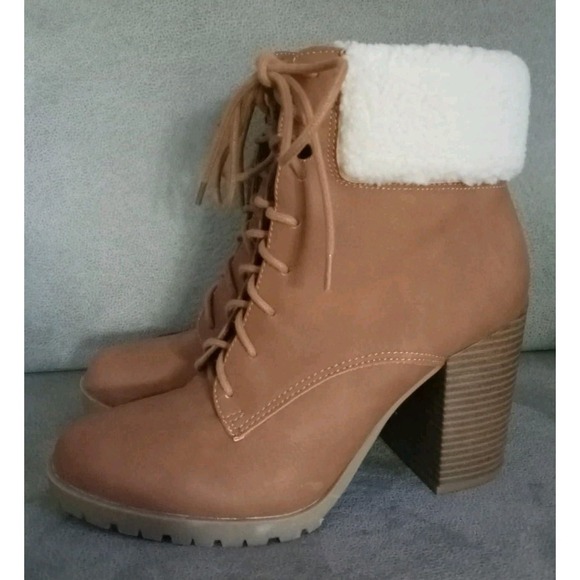 Ana Redwood Boot Womens Size 9.5 M Heel Booties Faux Fur Trim - Picture 3 of 12